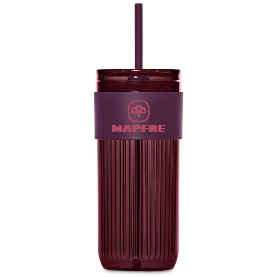 Serendipio Mayfair Plastic Tumbler & Straw Maroon Branded